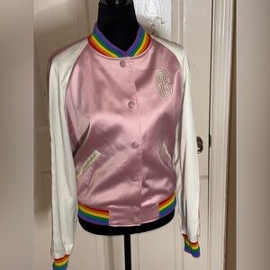 NWT Coach Women's Button-Up Rainbow Pride Souvenir Jacket CL8 Pearl Pink Medium​
